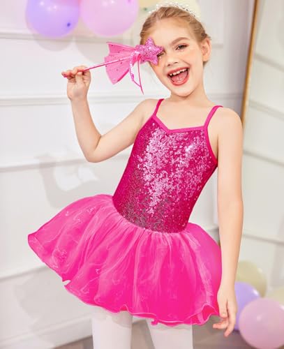 Zaclotre Sparkly Sequin Leotard Tutu Dress for Little Girls Ballerina Outfit